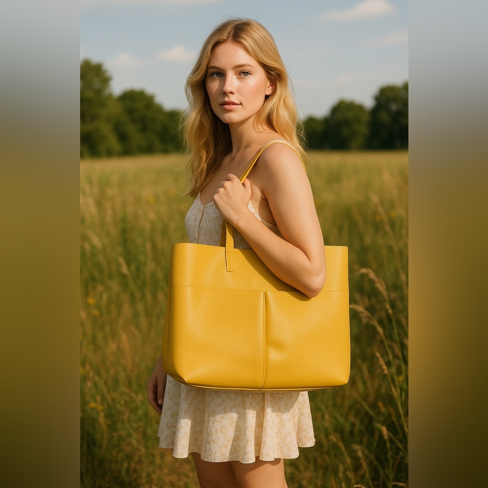 Neiman Marcus Yellow Leather Tote Bag